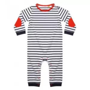 Image of Larkwood Baby Boys Long Sleeve Striped Bodysuit (3-6 Months) (Navy/White)