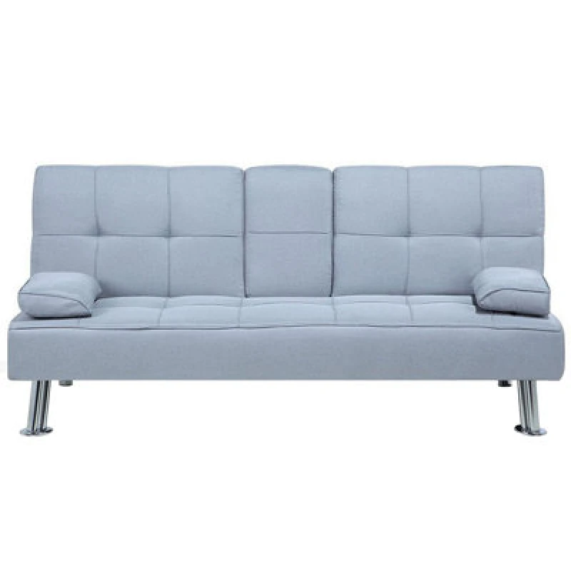 Image of Beliani Sofa Bed 3 Seater Roxen Fabric Light Grey