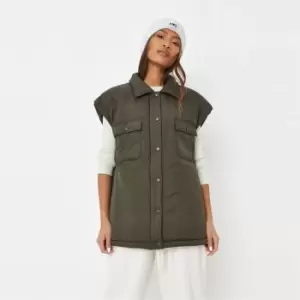 Image of Missguided Shacket Gilet - Green
