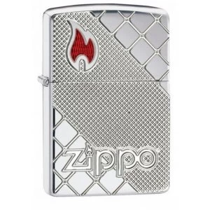 image of Zippo Logo Armor High Polish Chrome Lighter