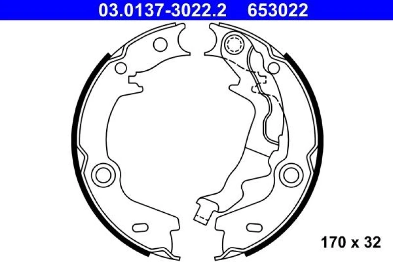 Image of ATE 03.0137-3022.2 Handbrake Shoes with lever Brake Shoe Set,parking brake (1419)