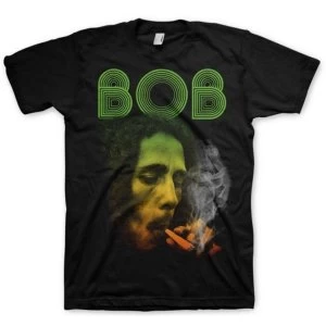 image of Bob Marley - Smoking Da Erb Unisex Medium T-Shirt - Black