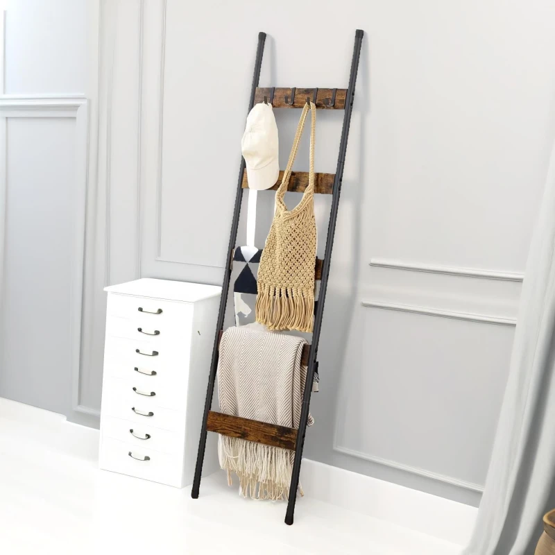 Image of Rafaelo Mobilia Tower Ladder Shelf in Brown Brown Unisex
