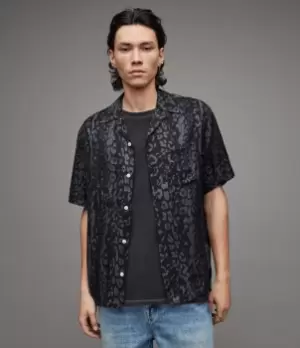 Image of AllSaints Mens Gothen Shirt, Jet Black, Size: M