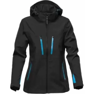 image of Stormtech Womens/Ladies Patrol Hooded Soft Shell Jacket (L) (Black/Electric Blue)