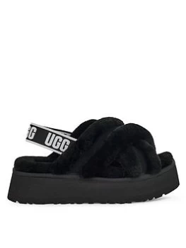 image of UGG Disco Cross Slide Slippers - Black, Size 3, Women