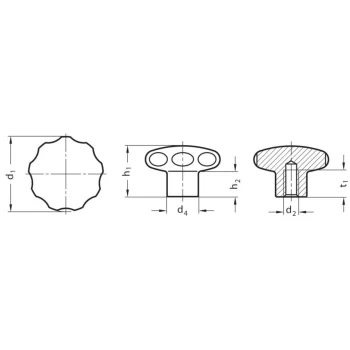 Image of GN5335-60-M10-E Star Knob ; Stainless Steel; Mat Blasted