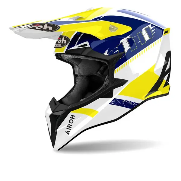Image of Airoh Wraaap Feel Yellow Blue Offroad Helmet Size 2XL