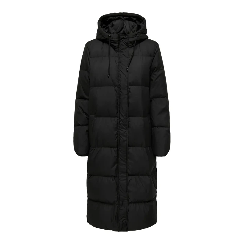 Image of Only Long Hooded Padded Jacket Black Women XS;S