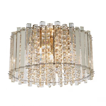 Image of Flush Clear Crystal (K5) Glass & Chrome Effect Plate 4 Light Dimmable IP20 - G9