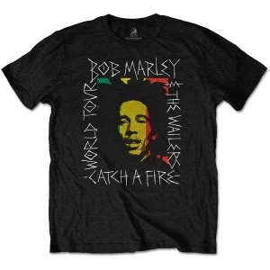 Image of Bob Marley - Rasta Scratch Unisex Large T-Shirt - Black