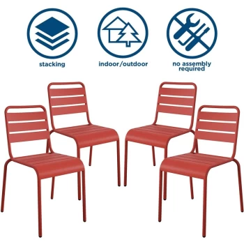 image of Thenovogratz - Novogratz June Stacking Garden Patio Dining Chairs 4 Pack Red