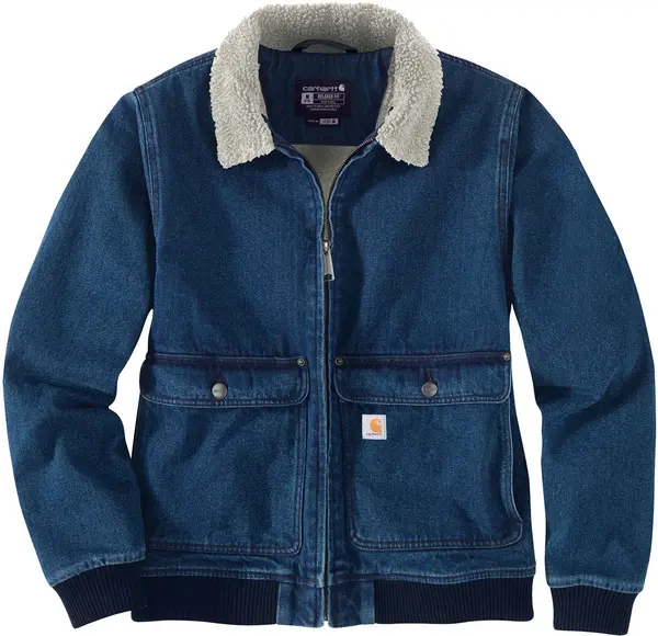 Image of Carhartt Relaxed Fit Denim Sherpa Ladies Jacket, blue, Size XL for Women