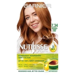 image of Garnier Nutrisse 7.34 Light Natural Red Permanent Hair Dye Auburn