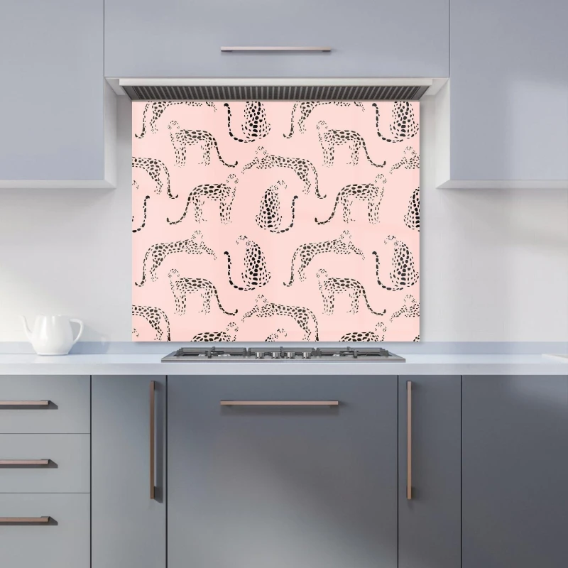 Image of Warren Reed - Designer Abstract Leopard Pattern Kitchen Splashback in Pink Size: 600mm x 650mm Pink Unisex 600mm x 650mm