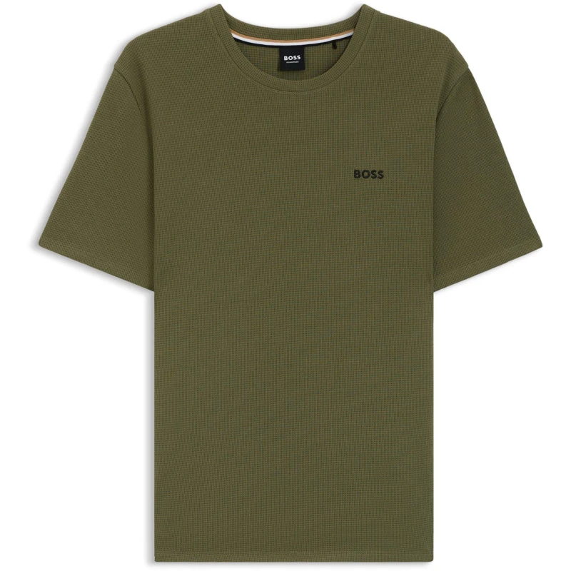 Image of Boss Mens Waffle T-Shirt, Structured Design Khaki 350 male Large