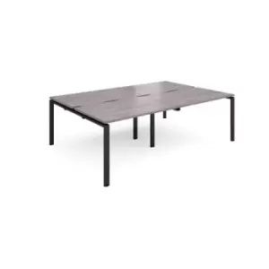 Adapt sliding top double back to back desks 2400mm x 1600mm - Black frame and grey oak top