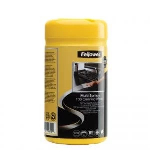 Image of Fellowes Surface Cleaning Wipes 1 Tub of 100 Cleaning Wipes 99715