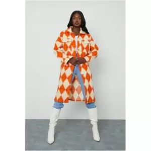 Image of I Saw It First Orange Midi Brushed Check Shacket - Orange