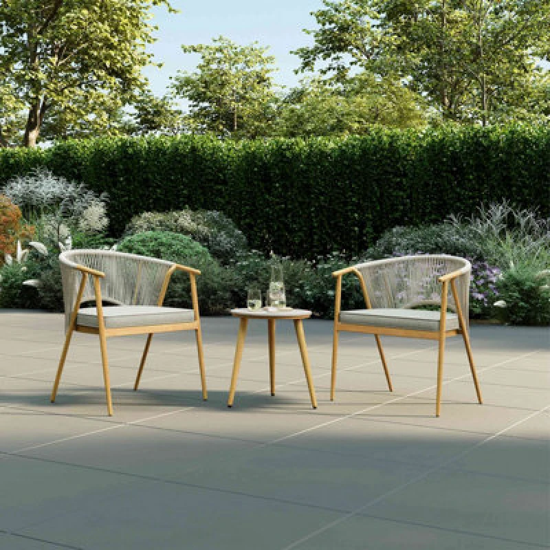 Image of Charles Bentley Almada Bistro Set Wood Effect Frame