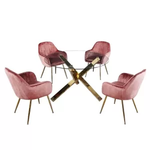 Image of Laila 4 Seater Dining Set - Pink Pink