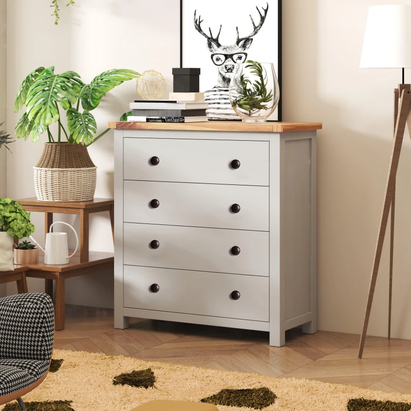 Image of Cabinet Bits Argenta 4 Drawer Chest of Drawers Brass Knob in Light Grey Light Grey Unisex