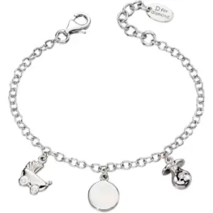 Childrens D For Diamond Sterling Silver Charm Bracelet