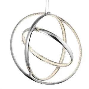 Image of Integrated LED Ceiling Pendant Chrome with Glass Crystals