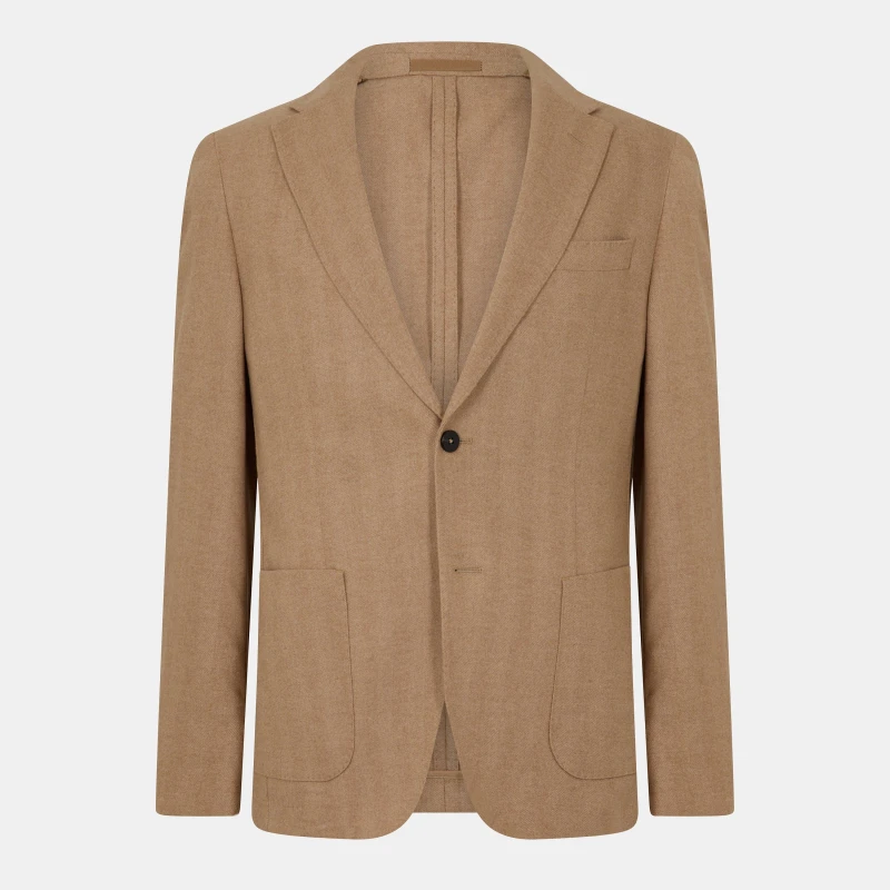 Image of Boss Mens Heston Tailored Fit Formal Jacket Beige male 36 (46)