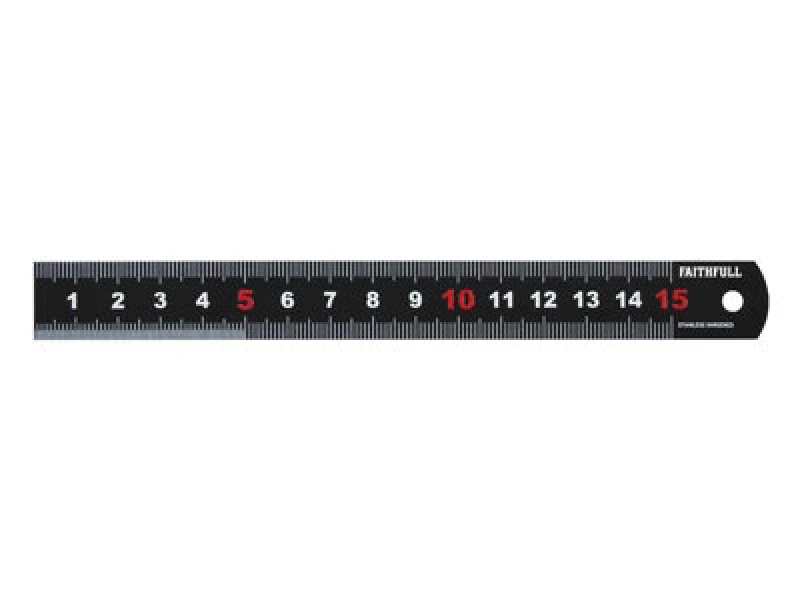 Image of Faithfull Matt Black Stainless Steel Measuring Rule 150mm Fairul150Mb