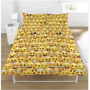 Image of Emoji Multi Face Double Duvet Set (One Size) (Yellow)