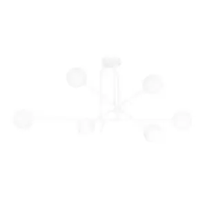 Image of Borg White Globe Ceiling Light with White Glass Shades, 6x E14