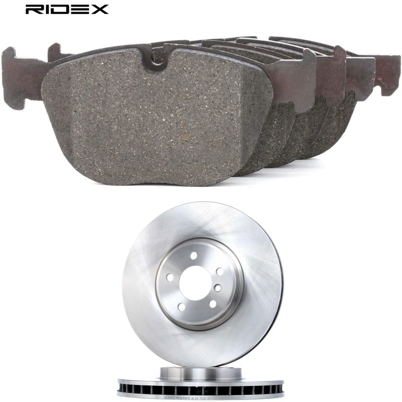 Image of RIDEX 3405B2884 Brake disc and pads set Front Axle, Brake Disc Type: internally vented, prepared for wear warning indicator Brake Set,disc brakes (34