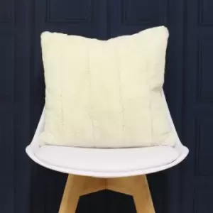 Image of Riva Paoletti Empress Super Soft Faux Fur Cushion Cover, Cream, 55 x 55 Cm