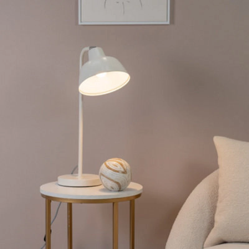 Image of ValueLights Morris Retro Dome Metal Desk Office Table Lamp Light with LED Bulb White