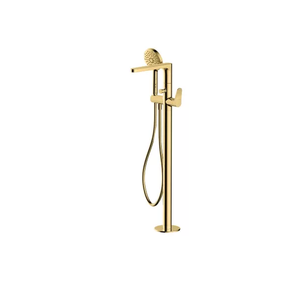 Image of RAK Petit Round Floorstanding Bath Shower Mixer - Brushed Gold