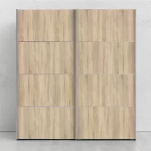 Image of Verona Sliding Wardrobe 180Cm In Black Matt With Oak Effect Doors With 5 Shelves