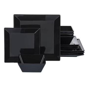 Image of Stoneware Soho 12 Piece Dinner Set - Black