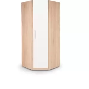 Image of Hyde Oak & White Bedroom Furniture Range - Corner Wardrobe