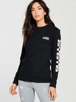 Image of Vans Long Sleeve Patchwork Floral Top Black Size S Women