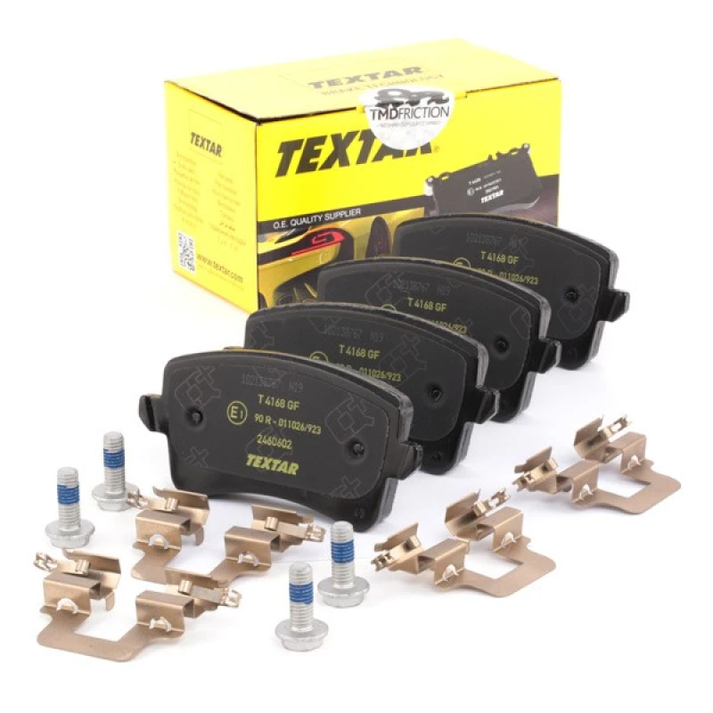 Image of TEXTAR 2460602 Brake pad set Q+ not prepared for wear warning indicator, with accessories, with brake caliper screws Brake Pad Set,disc brake (402)