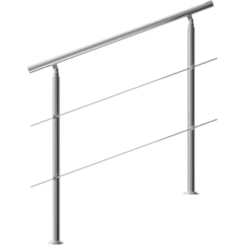 image of Banisters Stainless Steel Indoor and Outdoor Handrail Railing Balustrade Balcony 2 crossbars, 120cm - Monzana