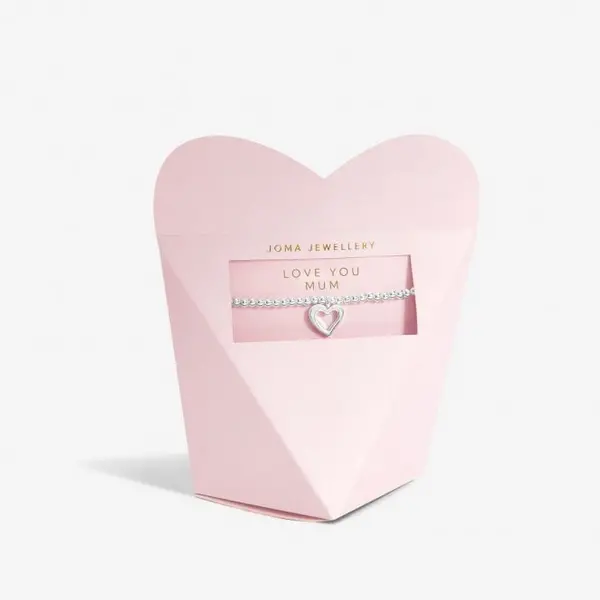 Image of Mother's Day From the Heart Gift Box Love You Mum Silver Plated Bracelet 6962
