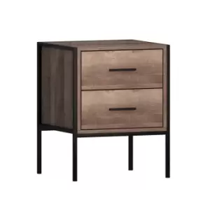 Image of FWStyle 2 Drawer Loft Industrial Bedside Table
