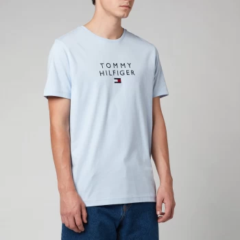 Image of Tommy Hilfiger Mens Stacked Logo T-Shirt - Breezy Blue - L