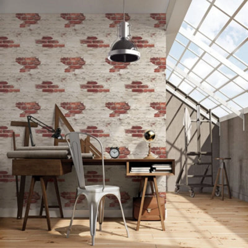 Image of Galerie Grunge White Red Exposed Brick Smooth Wallpaper
