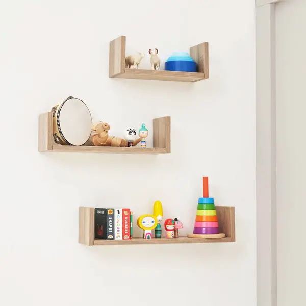 Tutti Bambini Modena Set of Three UShaped Wall Shelves Light Brown