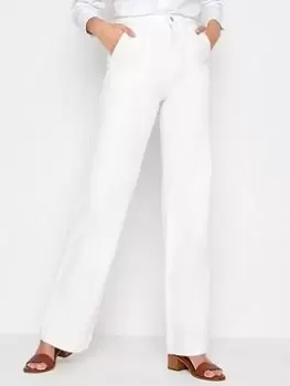 image of Long Tall Sally Twill Wide Leg Trouser - White, Size 18, Women