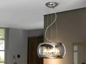 image of Argos 5 Light Dimmable Crystal Ceiling Pendant with Remote Control Chrome, Mirror, G9