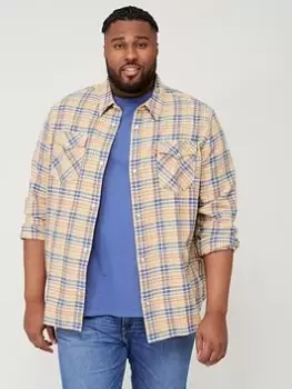 image of Levis Big & Tall Relaxed Western Check Shirt - Brown, Size 4XL, Men